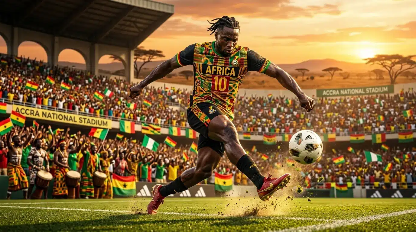 Joueur africain numéro 10 au stade d'Accra lors d'un match